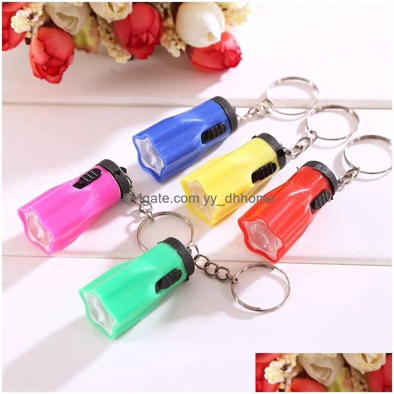 flashlight keychain pendant creative plum blossom led flashlight key chain strong light keyring mixed color