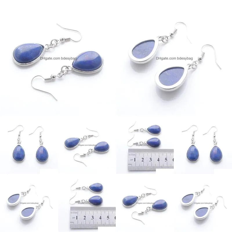 women dangle chandelier earrings natural lapis lazuli gem stone teardrop bead reiki healing earrings bohemian jewelry r3171