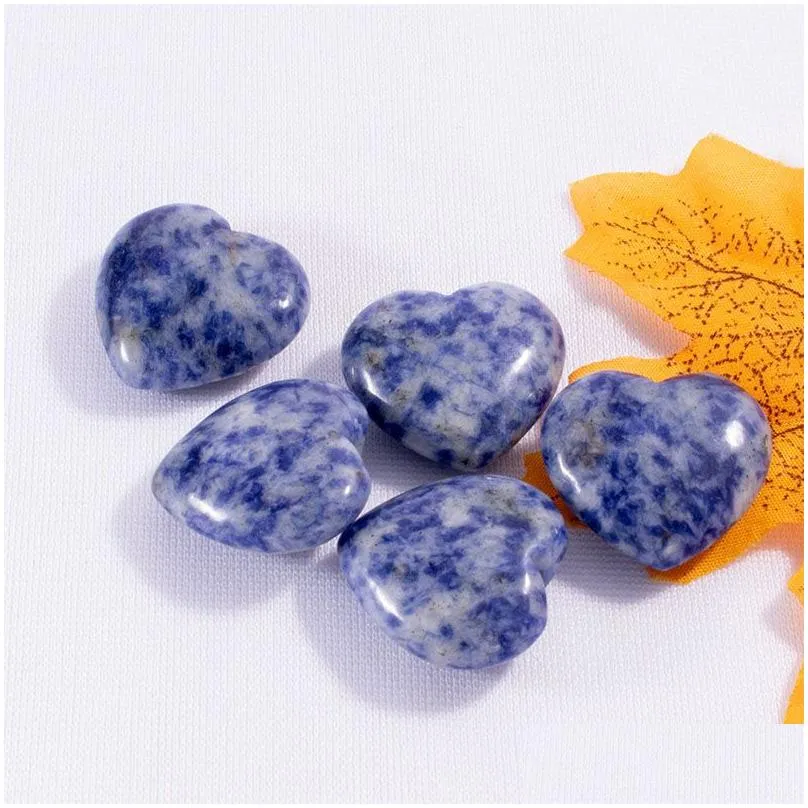 natural crystal stone party favor heart shaped gemstone ornaments yoga healing crafts decoration 25mm dhs