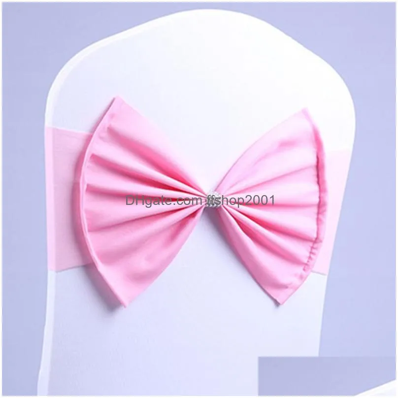 bowknot elastic sashes shine diamond ring buckle bandage el wedding chairs back decoration chair covers