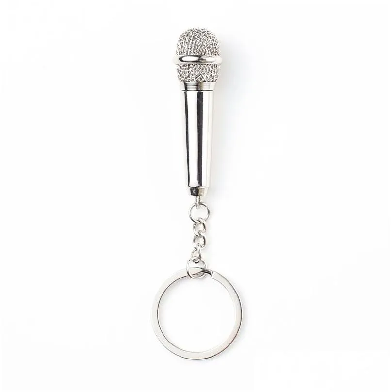 metal keychains mimic microphone keychain pendant valentines day gift