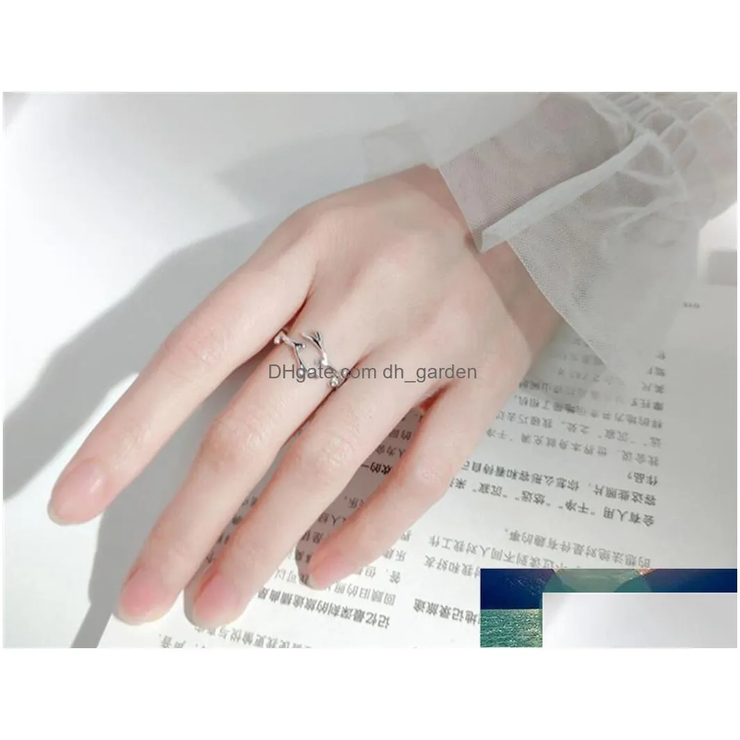 new simple fashion antler 925 sterling silver jewelry personality branch popular leaf opening rings r039 factory price expert design quality latest style