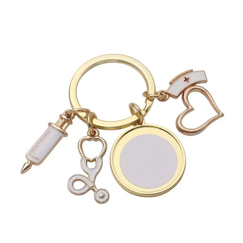 sublimated blank keychain heat transfer printing personalized nurse keychain gift supplies keyring