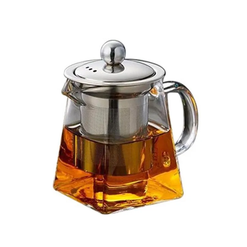 350ml clear borosilicate glass teapot tea tool with stainless steel infuser strainer heat resistant loose leaf teas pot