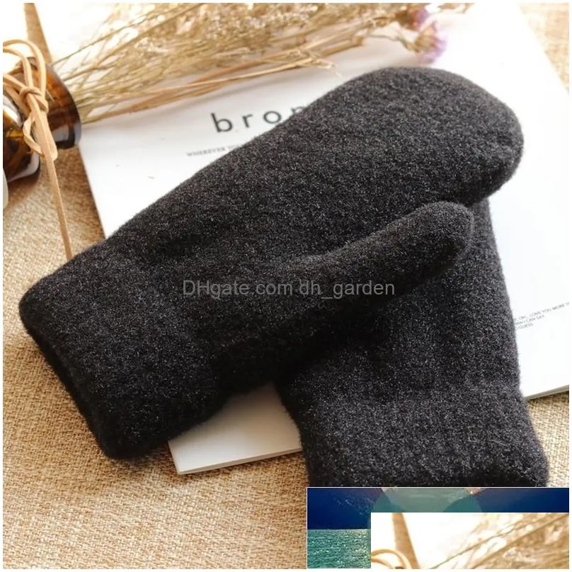 new women winter keep warm plus velvet inside thicken cute lovely simple style cycling soft solid full fingers mittens gloves factory price expert design