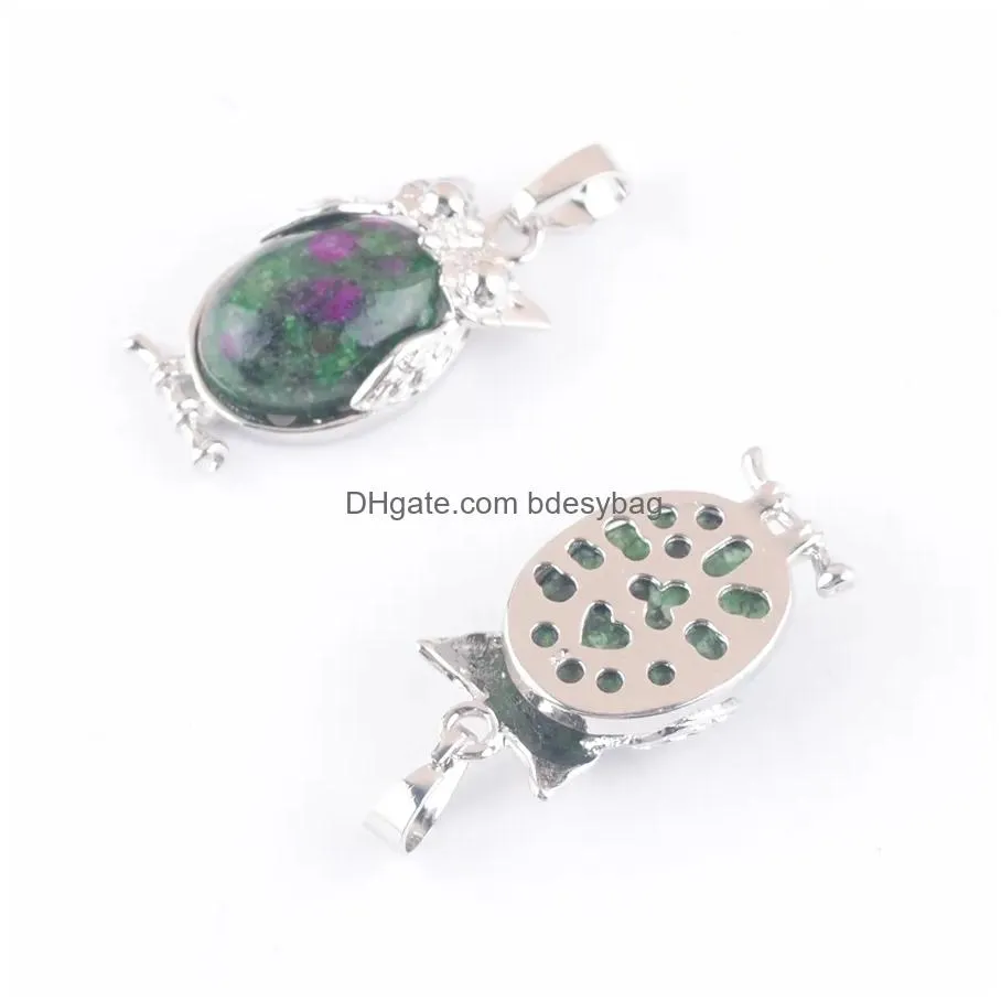 natural stone zoisite jasper tiny owl pendants reiki lucky animal cute charm jewelry for women man gift n4669