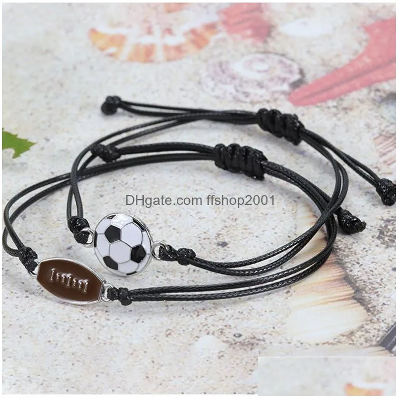 wax rope braided bracelets creative basketball baseball football sports bracelet fashion accessories