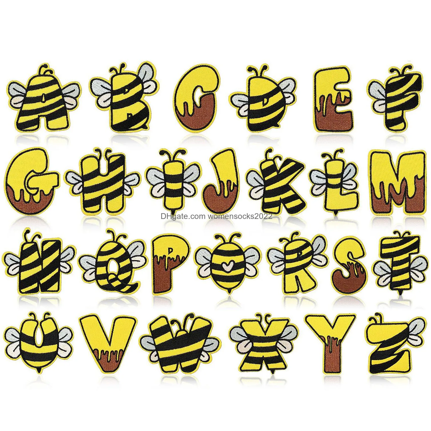 5.5cm bee emborideredes sewing notion cute cartoon bee elements letters az iron ones for bags jackets tshirt hats clothes diy decoration