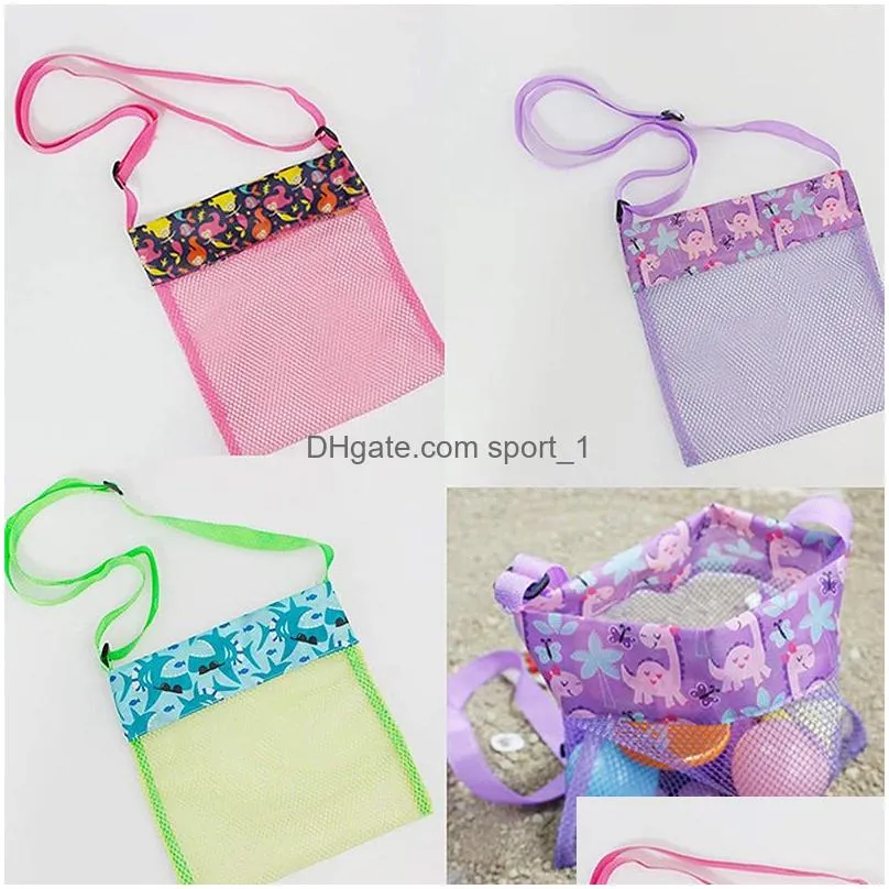 colorful beach mesh bag childrens portable shell storage bag crossbody summer seaside swimming supplies