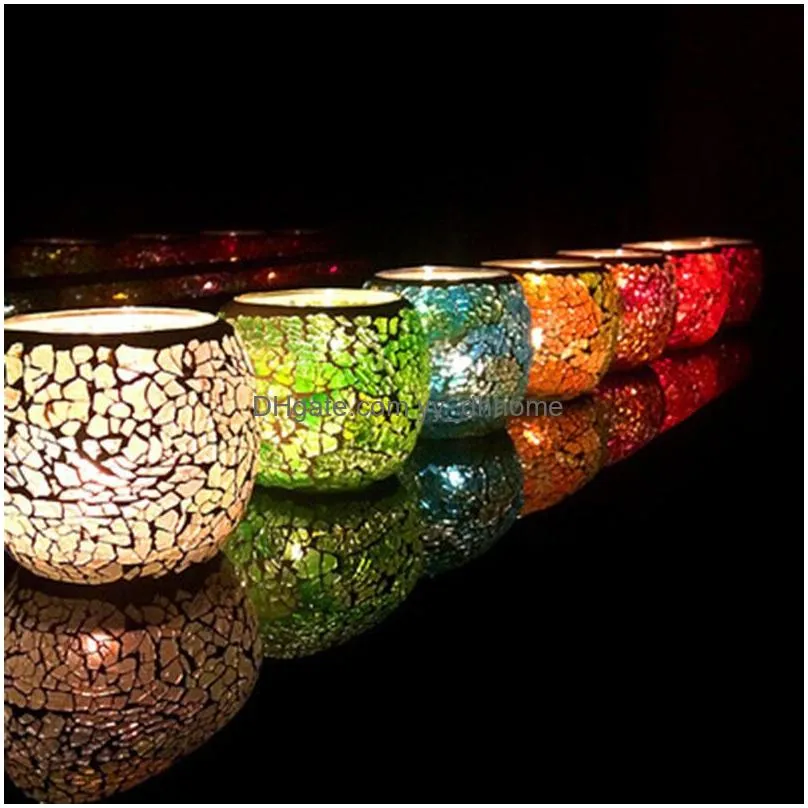 mosaic candle holder color glass candlestick wedding decoration ornaments multifunctional household flower pot