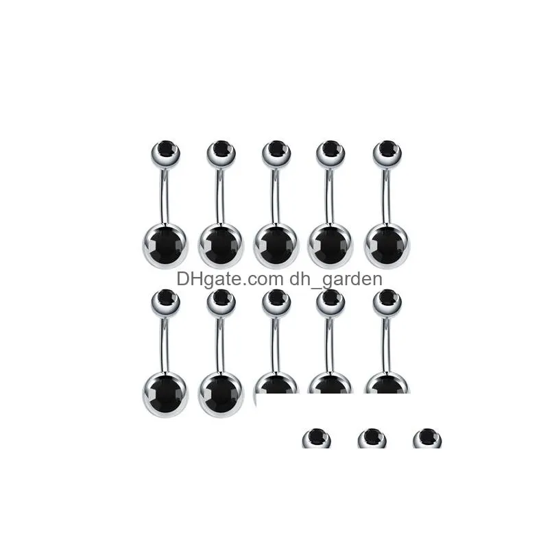 10pcs/lot stainless steel navel piercings rhinestone belly button rings ombligo ball nombril belly piercings y body jewelry factory price expert design