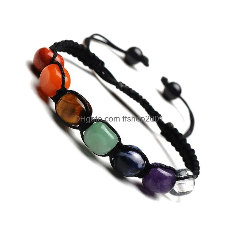 natural crystal stone bracelet strands color chakra stones fashion braided bracelets palm reiki healing yoga power gem