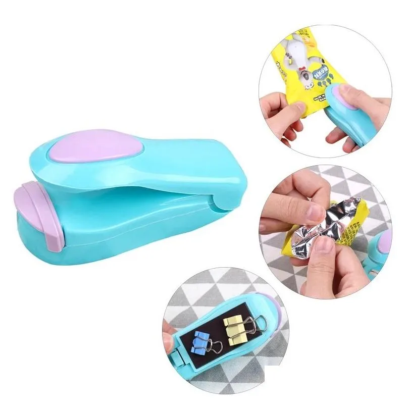 candy color snack bag clips portable compact sealing machine plastic household sealer outdoor gadgets 5 colors