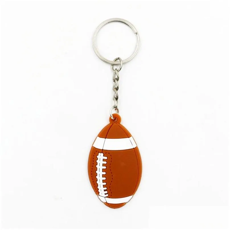 pvc sports keychain pendant football baseball basketball volleyball beach ball rugby key chain car bag decoration keyring