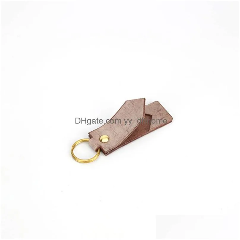 fashion leather keychain portable mobile phone holder metal keychains luggage decoration key chain personalized keyring