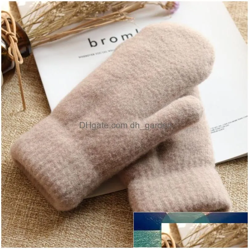 new women winter keep warm plus velvet inside thicken cute lovely simple style cycling soft solid full fingers mittens gloves factory price expert design