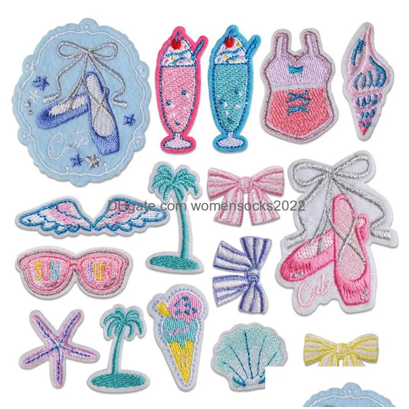 cute bow self adhesivees sewing notion cartoon icecream embroidered for clothes dress jeans bags diy applique accessories