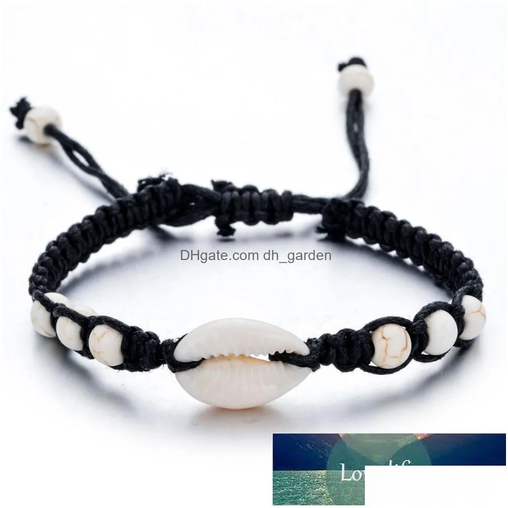 simple fashion natural stone handwoven shell bracelet men women adjustable ocean beach summer vacation bracelets gift wholesale factory price expert