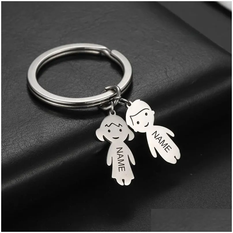 stainless steel cartoon keychain pendant boy girl creative couple keychain key chain diy valentines day gift keyring