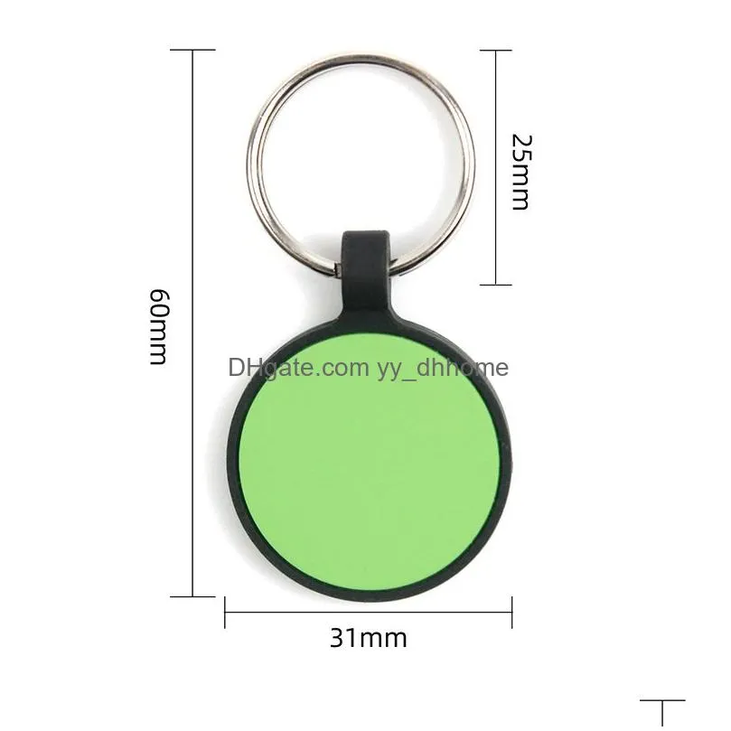 round dog tags keyring food grade silicone pet tag diy cat and dog id card keychain