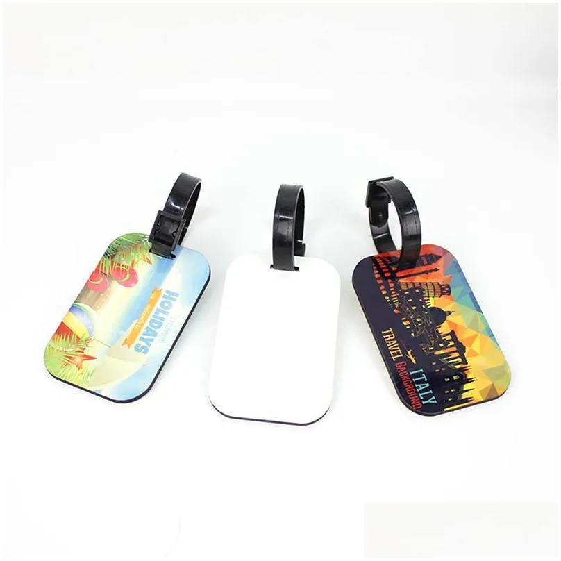 sublimation blank luggage tag keychain pendant double sided heat transfer mdf square tags card diy decoration pendants