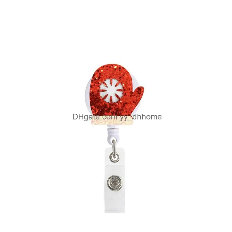 christmas decoration badge keychain party favor retractable pull cartoon id badges holder with clip office supplies