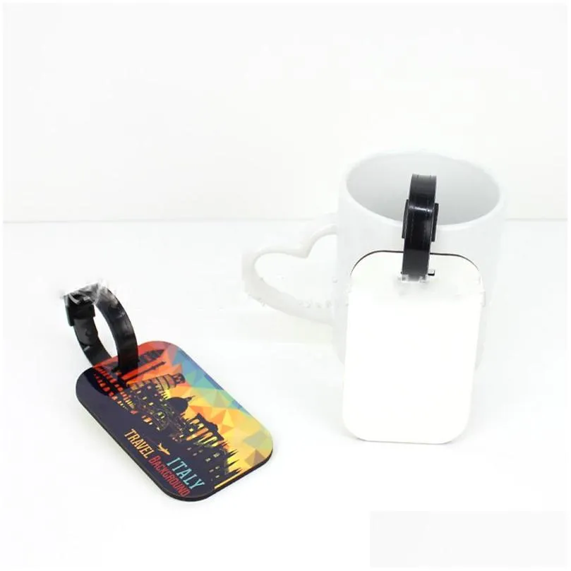 sublimation blank luggage tag keychain pendant double sided heat transfer mdf square tags card diy decoration pendants