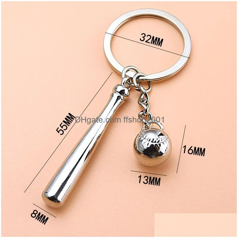 stainless steel sports baseball keychain pendant creative metal keyring car keychains personalise holiday gift