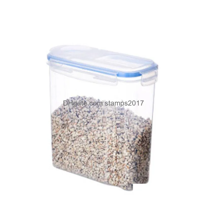 kitchen plastic sealed can grain storage cans press button to hold with scale sealed storages box