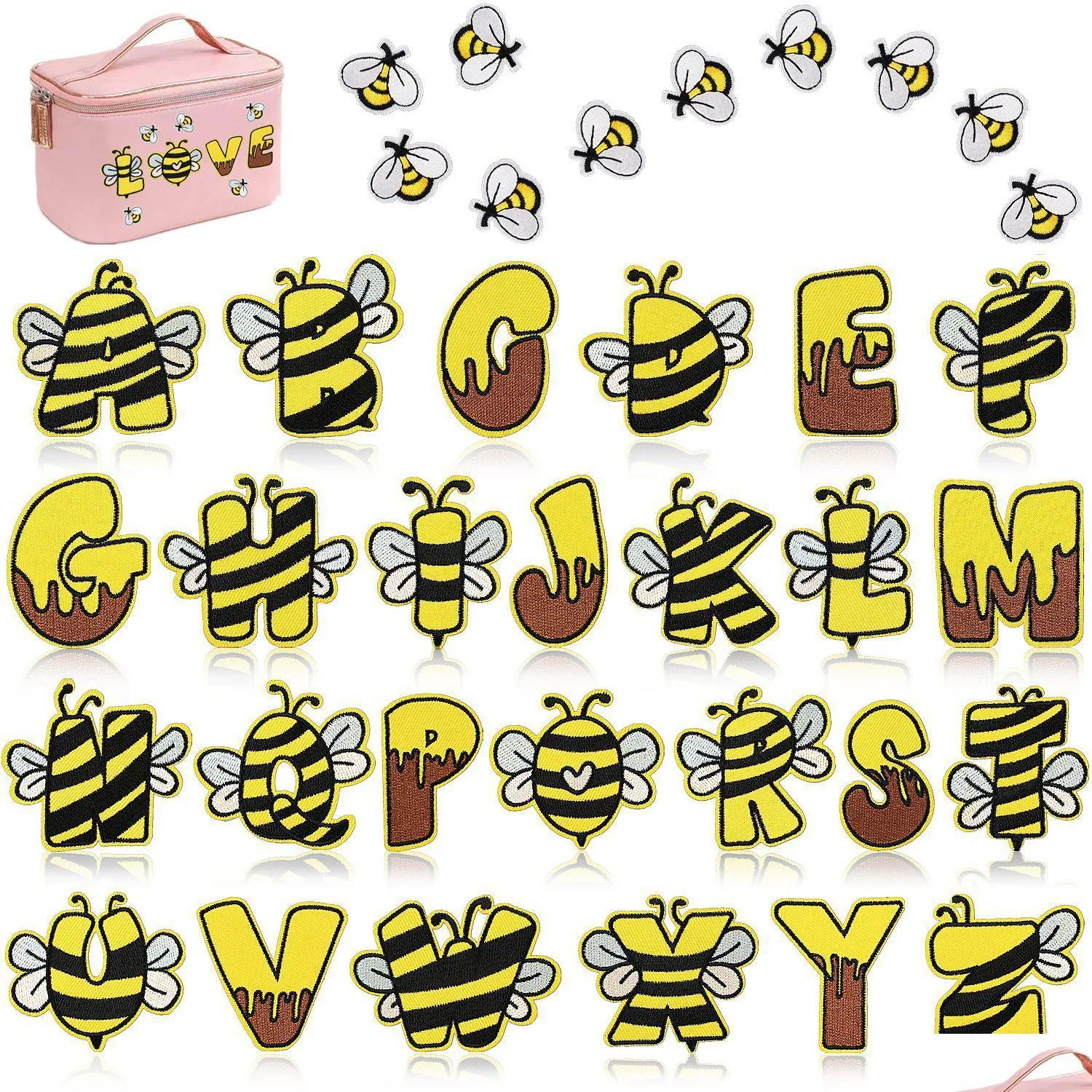 5.5cm bee emborideredes sewing notion cute cartoon bee elements letters az iron ones for bags jackets tshirt hats clothes diy decoration