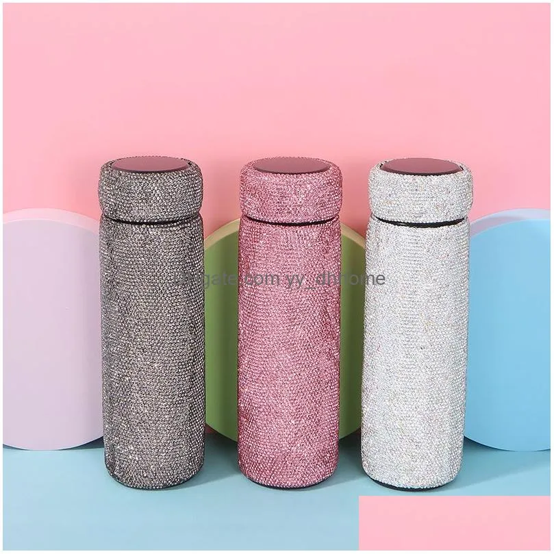 500ml diamond thermos cup portable stainless steel tumblers household water cup creative gift