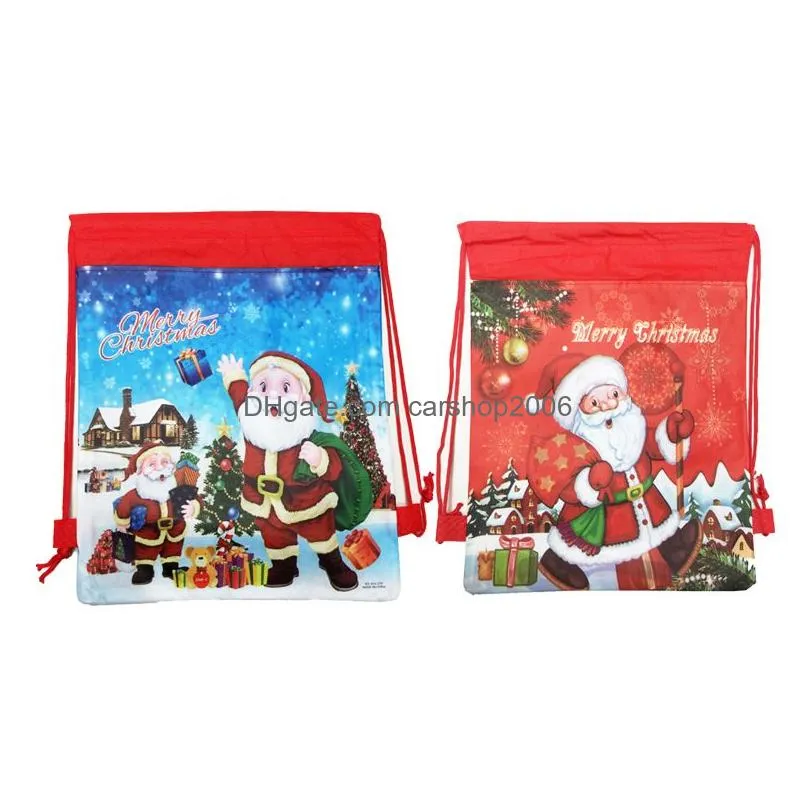 christmas drawstring bags wrap cartoon children candy storage bag backpack holiday party gift package
