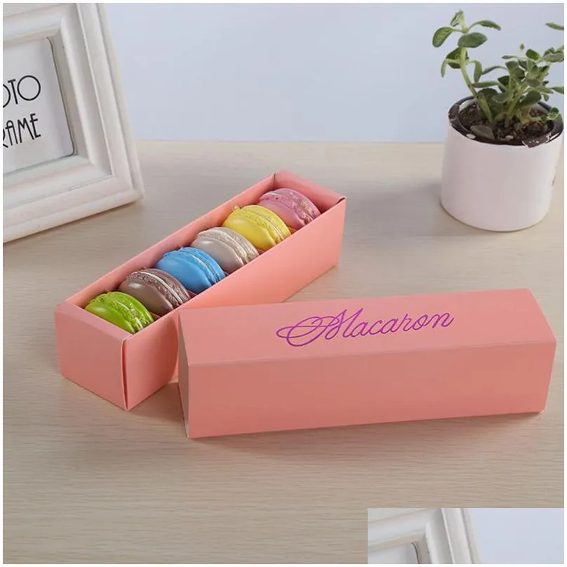 cake box macaron boxes gift wrap home made chocolate 20.5x5.2x5.3cm food packaging gifts paper dessert supplies 5 colors