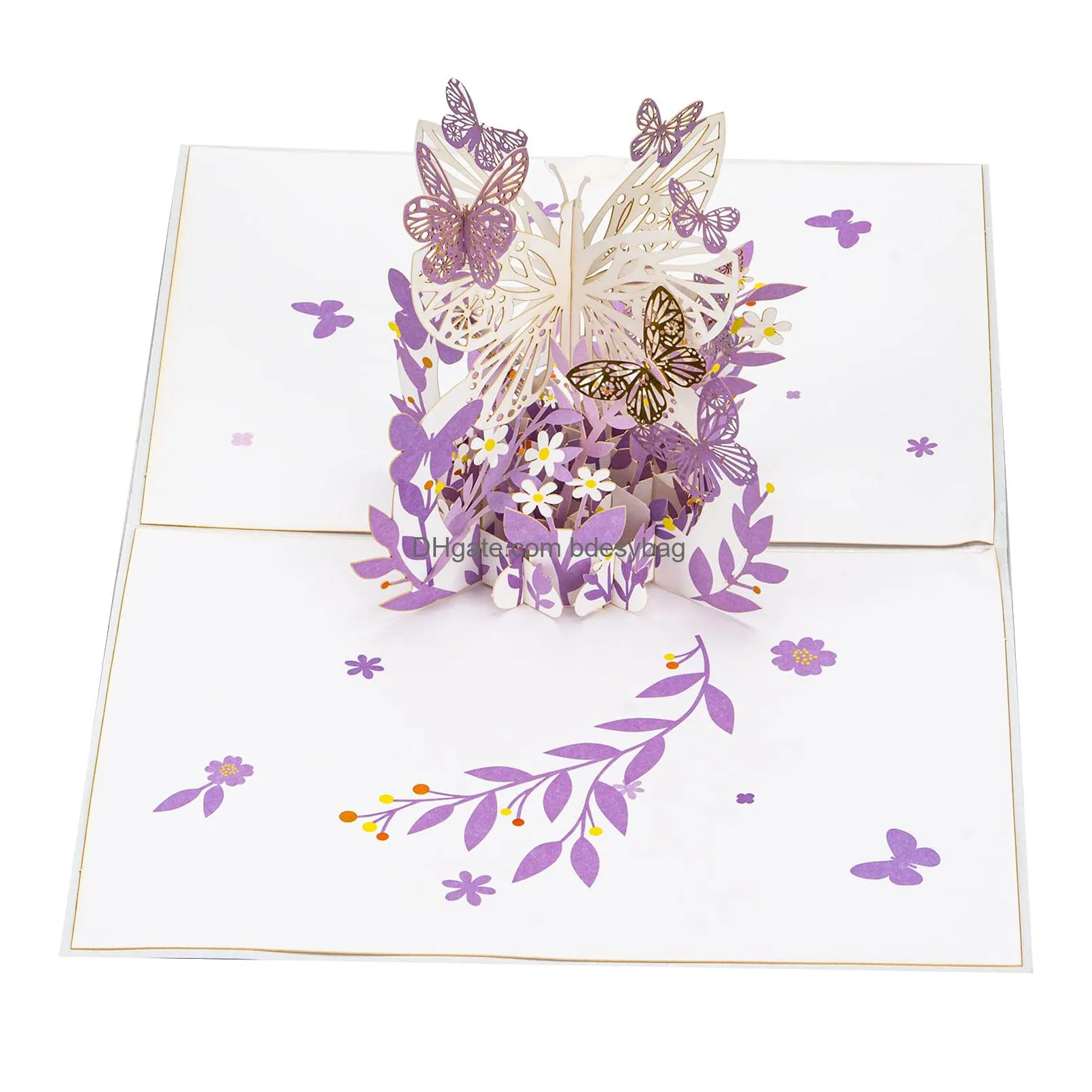 purple butterfly birthday  up card butterfly flower 3d greeting card butterfly gift for women wife girl daughter mothers day thinking of you anniversary all occasion