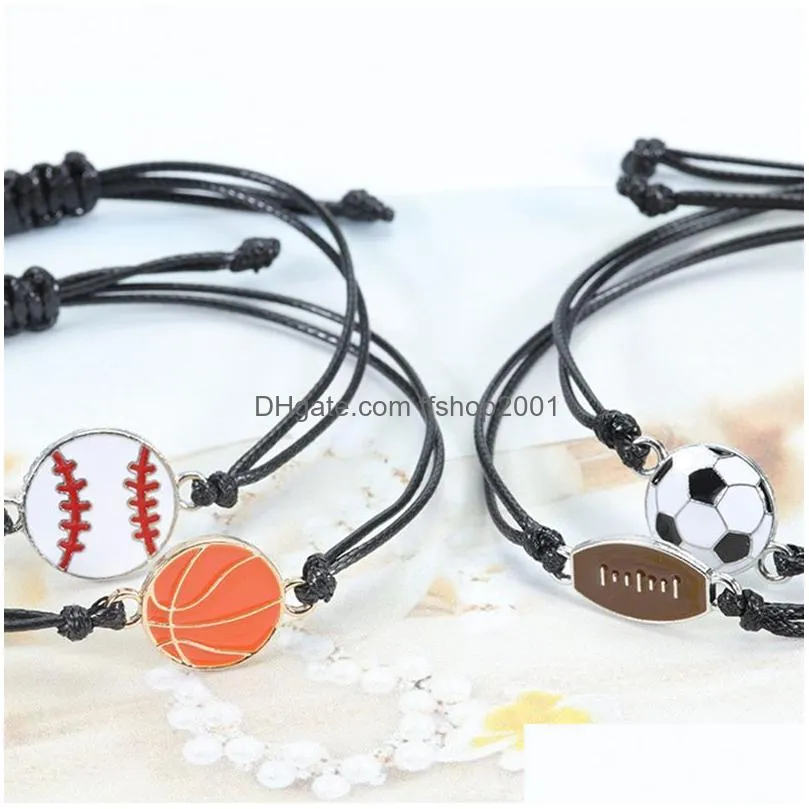 wax rope braided bracelets creative basketball baseball football sports bracelet fashion accessories