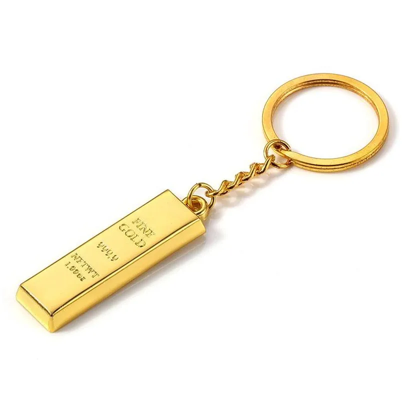 gold bar keychain pendant metal keychains keyring car key chain creative christmas gift