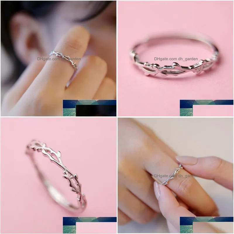 new simple twig thorn leaf 925 sterling silver jewelry not allergic popular branch exquisite women opening rings r127 factory price expert design quality