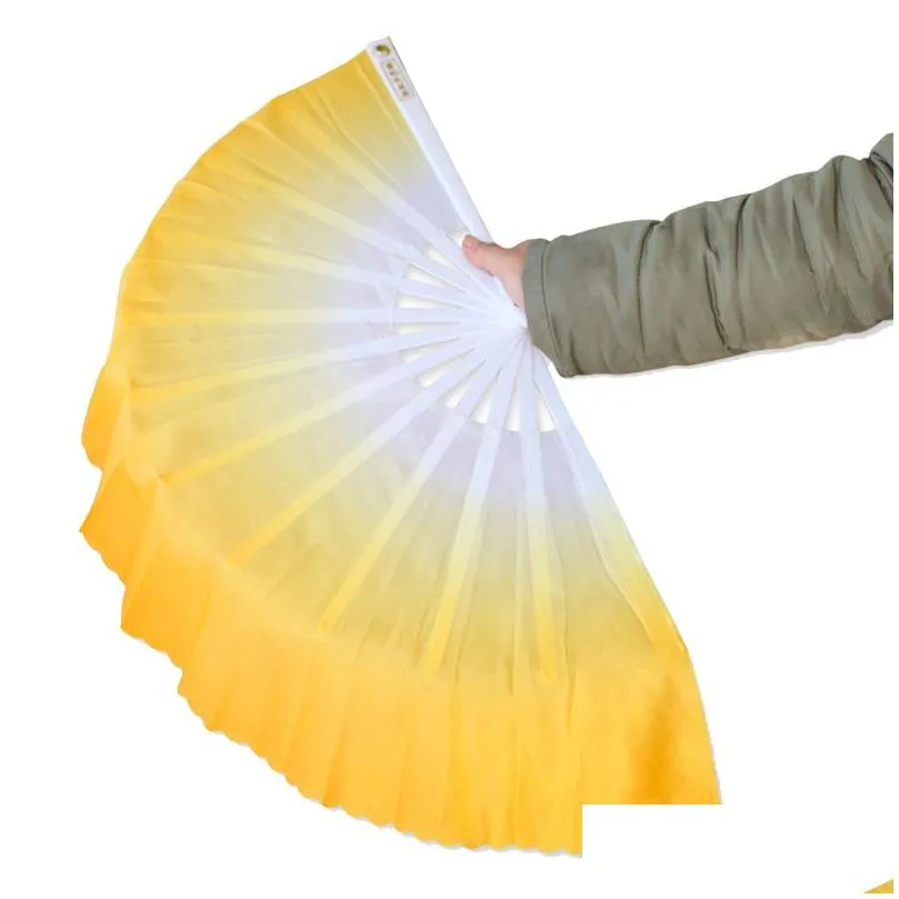 folding hand fans gradient dance fan gifts plastic bone yangko performance square fan wedding holiday party supplies