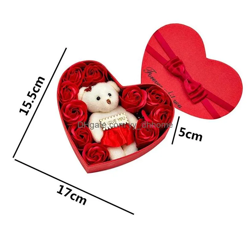 valentines day rose gift box party favor 10 soap flower bear bouquet wedding decoration gifts holiday romantic heart shaped boxes