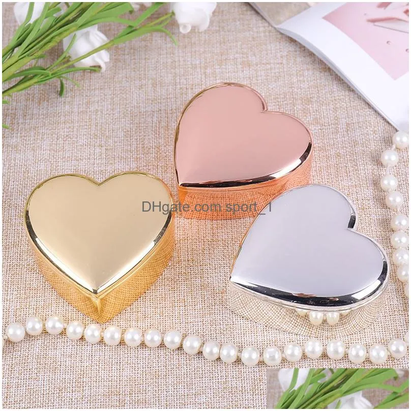 metal heart shaped jewelry box gift wrap valentines day gifts storage ring boxes fashion desktop decoration