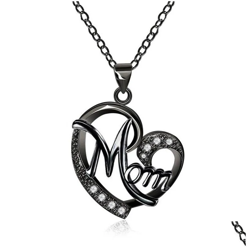 diamond heart pendant necklaces alloy mom peach heart necklace mothers day gift fashion jewelry accessories