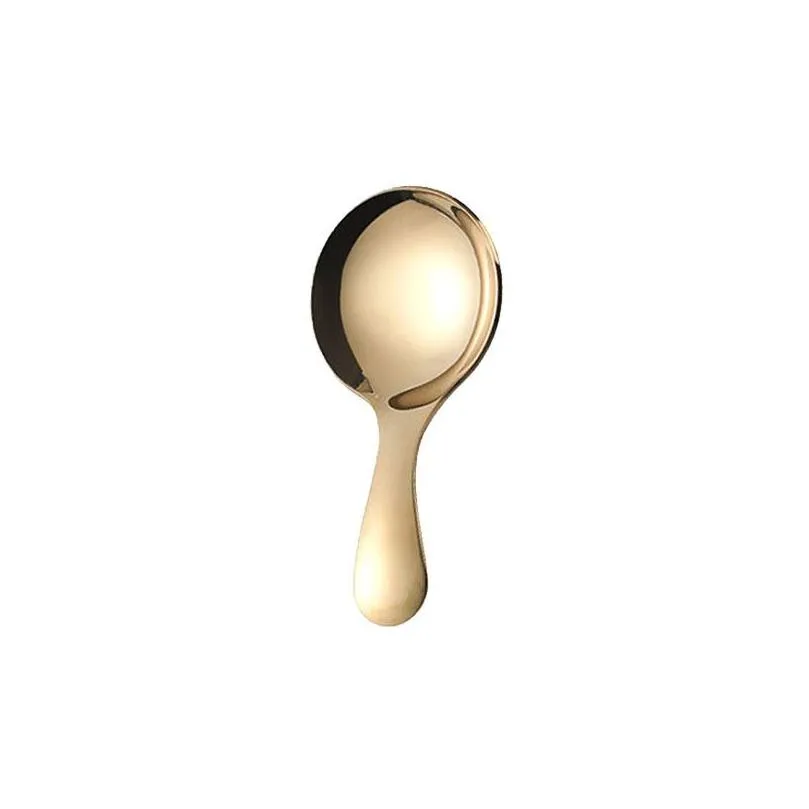 stainless steel spoons childrens short handle round head spoon household kitchen tableware creative mini tea spoon