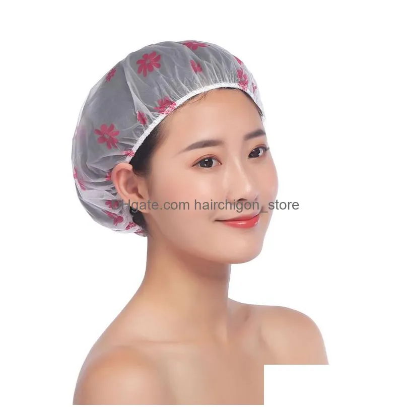 women hair cap bath hat supplies pe disposable bathroom shower waterproof extra large cover accessories 012