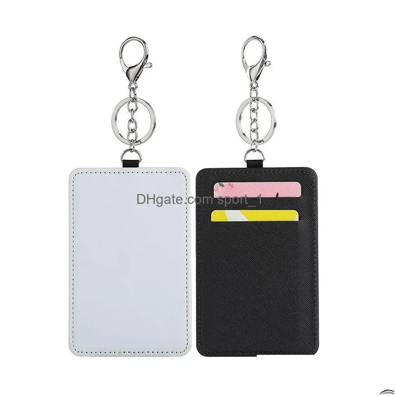 diy sublimation blank card sleeve keychains singlesided heat transfer work card bag keychain key chain