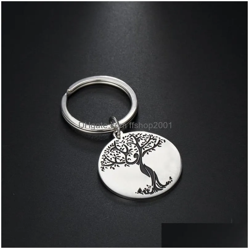 life tree pendant keychain stainless steel keychains keyring thanksgiving mothers day gift key chain