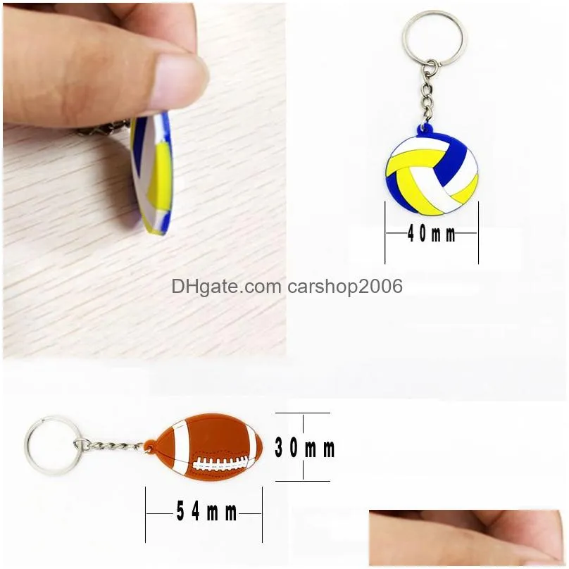 creative keychain pendant football baseball basketball volleyball beach ball rugby key chain portable pvc keyring party gifts