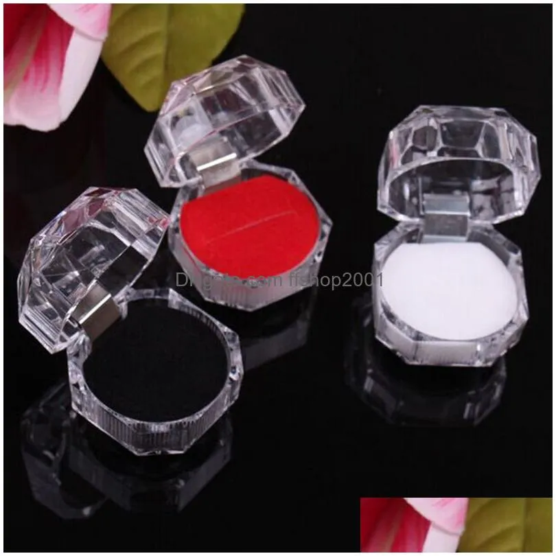 valentines day ring box transparent jewelry stand acrylic necklace earring jewelry boxes 4x4cm