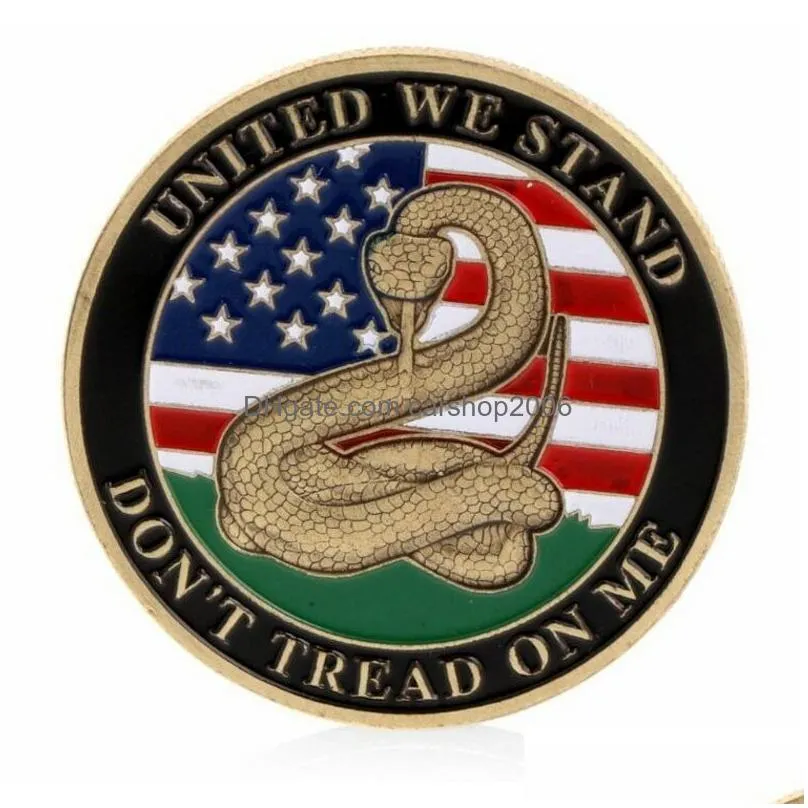 american gadsden flag commemorative coin decorative snake crafts collection alloy gold coins