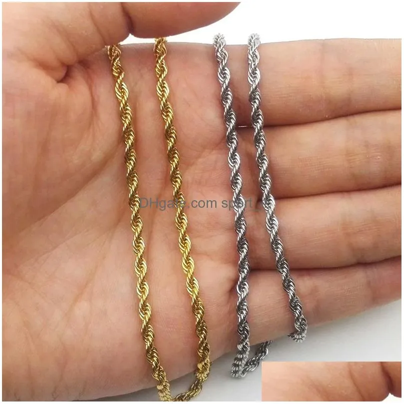 stainless steel twisted rope chain party favor 3 mm mens and womens hip hop necklace fashion jewelry decoration