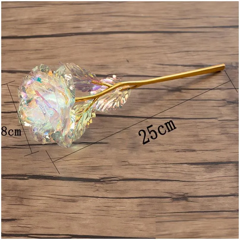 24k gold foil rose flower party favor led luminous everlasting rose mother valentines day gift